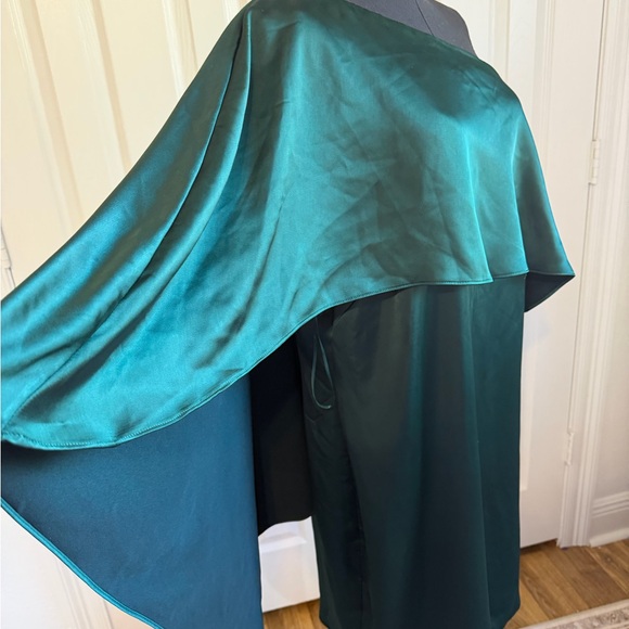 Lauren Ralph Lauren One Shoulder Green Satin Dress Size 14 - Picture 6 of 14